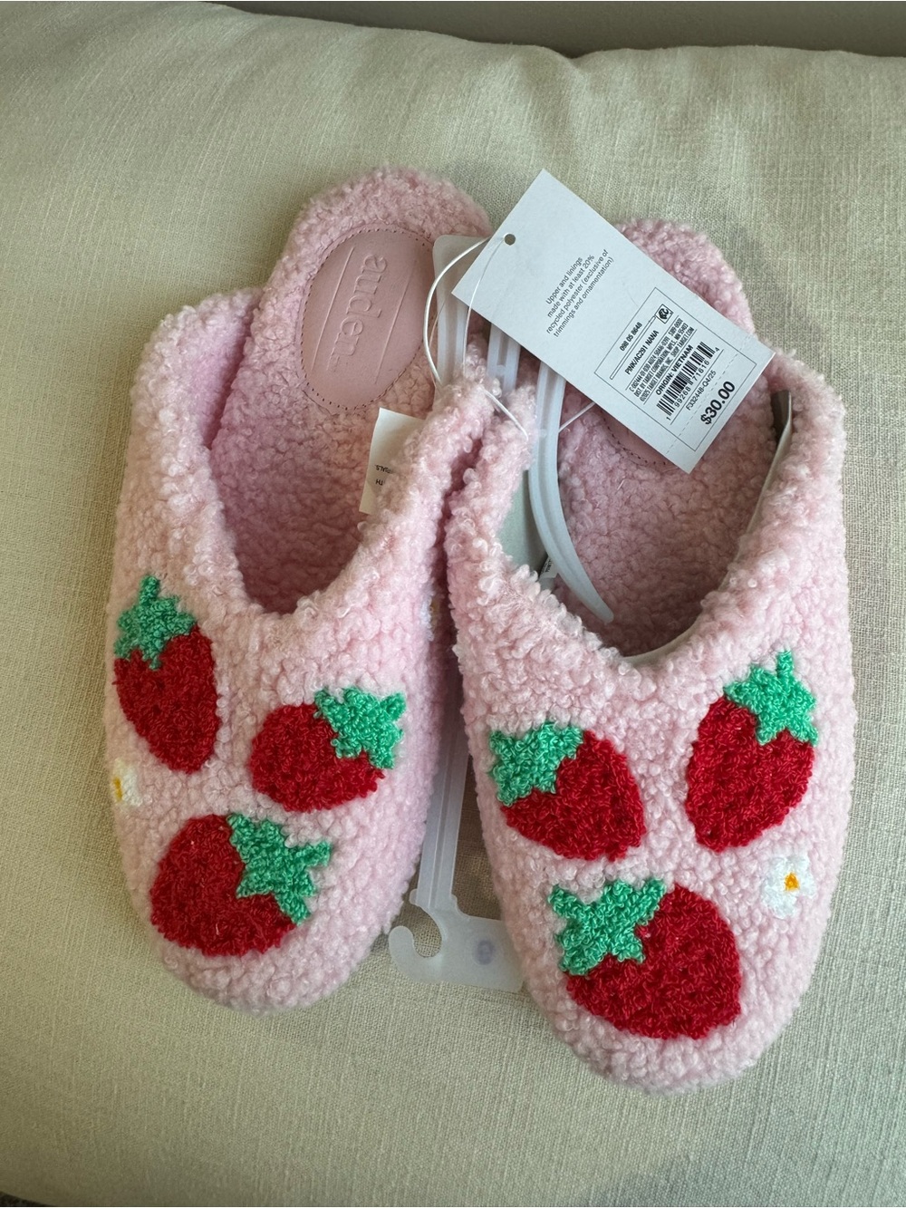 Auden Pink Strawberry Cozy Slippers - Picture 4 of 7
